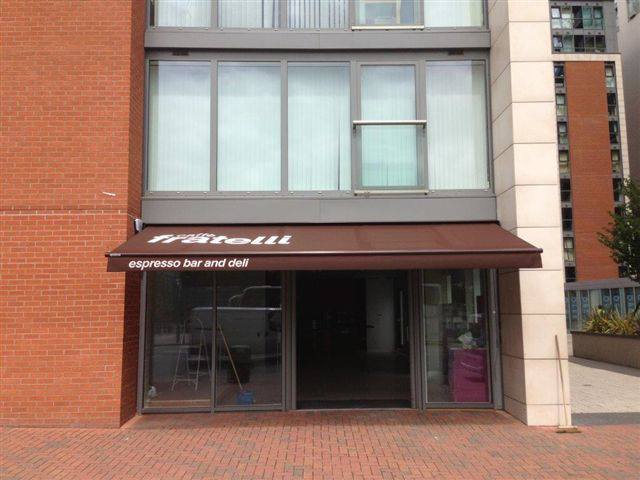 Long established client, Caffe Fratelli, with new manual folding arm awning