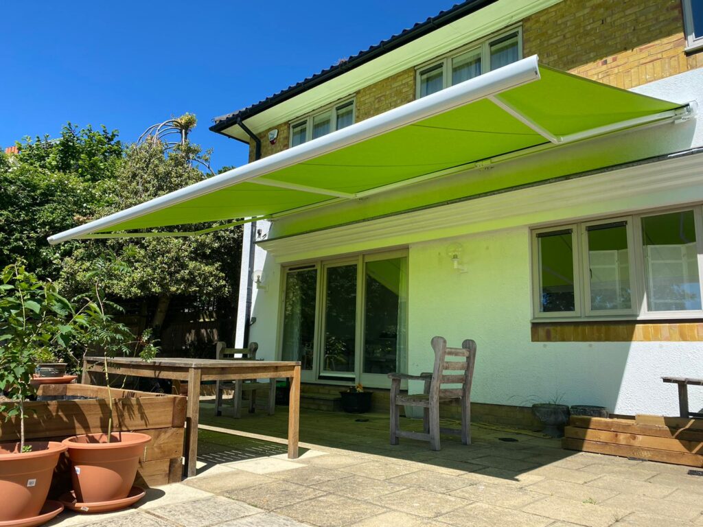 Underneath view of green house awning