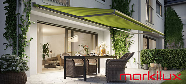 Yellow-green patio awning